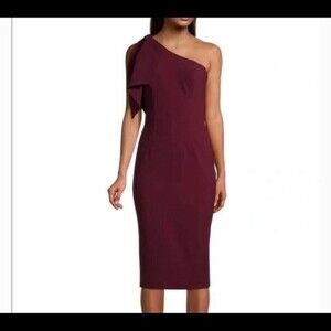 DRESS The Population | Tiffany One Shoulder Midi Dress Dark Magenta Size…